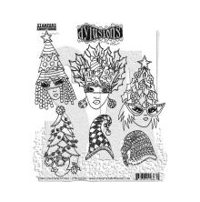 Dylusions Cling Stamps 8.5X7 - Dinky Christmas Heads DYR10034