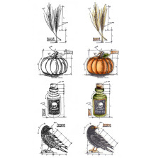Tim Holtz Cling Stamps 3X10 Mini Blueprint Strip - Halloween 2