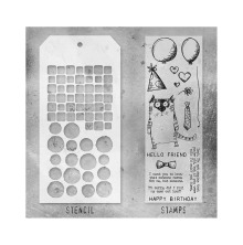 Tim Holtz Clear Stamps and Stencil Set - Snarky Cat THMM109