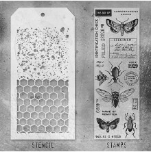 Tim Holtz Clear Stamps and Stencil Set - Entomology THMM111