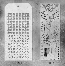 Tim Holtz Clear Stamps and Stencil Set - Mini Media Marks THMM114