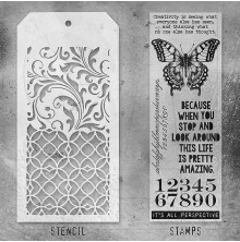 Tim Holtz Clear Stamps and Stencil Set - Perspective THMM115