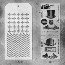 Tim Holtz Clear Stamps and Stencil Set - Distinguished THMM116