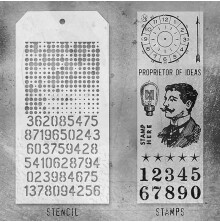 Tim Holtz Clear Stamps and Stencil Set - Noble Gent THMM118