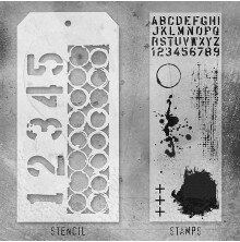 Tim Holtz Clear Stamps and Stencil Set - Grunged THMM122