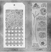 Tim Holtz Clear Stamps and Stencil Set - Flower Garden THMM124