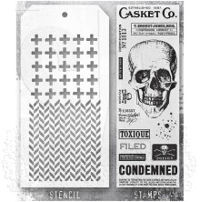 Tim Holtz Clear Stamps and Stencil Set - Rest In Peace THMM148