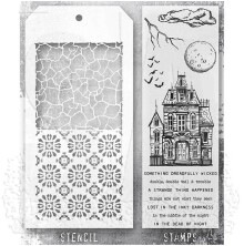 Tim Holtz Clear Stamps and Stencil Set - Sketch Manor THMM149