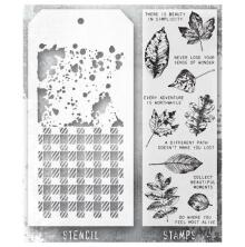 Tim Holtz Clear Stamps and Stencil Set - Natures Wonder THMM150