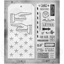 Tim Holtz Clear Stamps and Stencil Set - Correspondence THMM141