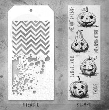 Tim Holtz Clear Stamps and Stencil Set - Pumpkinhead THMM127