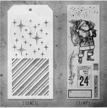 Tim Holtz Clear Stamps and Stencil Set - Vintage Holidays THMM131