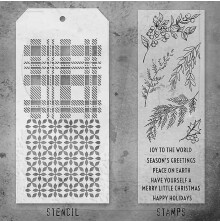 Tim Holtz Clear Stamps and Stencil Set - Sketch Greenery THMM132