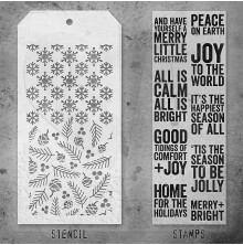 Tim Holtz Clear Stamps and Stencil Set - Bold Tidings Mini THMM133