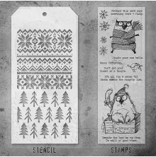 Tim Holtz Clear Stamps and Stencil Set - Snarky Cat Christmas THMM134