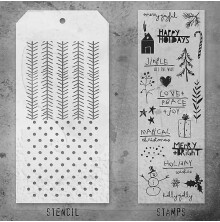 Tim Holtz Clear Stamps and Stencil Set - Seasonal Scribbles THMM136