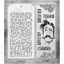 Tim Holtz Clear Stamps and Stencil Set - Observations THMM137