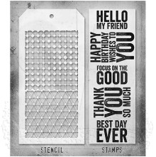 Tim Holtz Clear Stamps and Stencil Set - Bold Sayings THMM140
