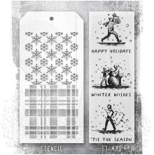 Tim Holtz Clear Stamps and Stencil Set - Holiday Sketchbook THMM176