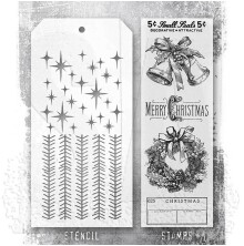 Tim Holtz Clear Stamps and Stencil Set - Department Store THMM177