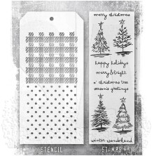 Tim Holtz Clear Stamps and Stencil Set - Scribbly Christmas THMM178