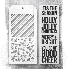 Tim Holtz Clear Stamps and Stencil Set - Bold Tidings THMM179