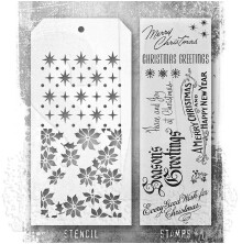 Tim Holtz Clear Stamps and Stencil Set - Vintage Christmas THMM180