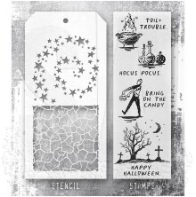 Tim Holtz Clear Stamps and Stencil Set - Halloween Sketch THMM193