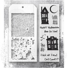 Tim Holtz Clear Stamps and Stencil Set - Ghost Town THMM194