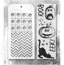 Tim Holtz Clear Stamps and Stencil Set - EEK A Boo THMM195