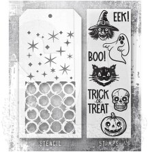 Tim Holtz Clear Stamps and Stencil Set - Retro Frights THMM198