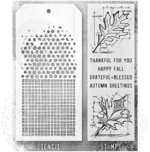 Tim Holtz Clear Stamps and Stencil Set - Autumn THMM151