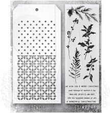 Tim Holtz Clear Stamps and Stencil Set - Winter Watercolor THMM155
