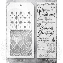 Tim Holtz Clear Stamps and Stencil Set - Christmastime THMM156