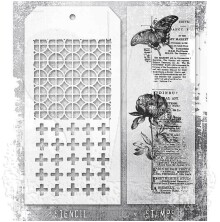 Tim Holtz Clear Stamps and Stencil Set - Botanic Collage THMM160