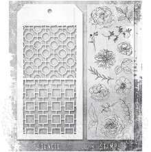 Tim Holtz Clear Stamps and Stencil Set - Floral Elements THMM161