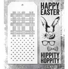Tim Holtz Clear Stamps and Stencil Set - Hipster Bunny THMM164
