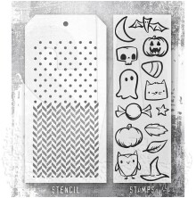 Tim Holtz Clear Stamps and Stencil Set - Tiny Frights THMM168