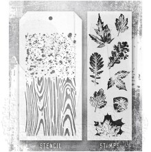 Tim Holtz Clear Stamps and Stencil Set - Leaf Prints THMM167