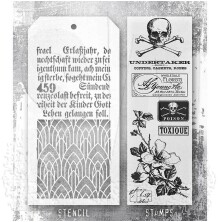 Tim Holtz Clear Stamps and Stencil Set - Undertaker THMM172