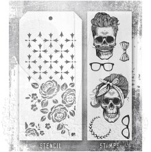 Tim Holtz Clear Stamps and Stencil Set - Wicked Hipsters THMM171