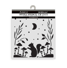 Stamperia Stencil 4.72X 4.72 - Herbarium Silvae Squirrel