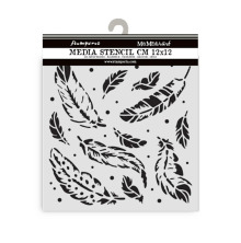 Stamperia Stencil 4.72X 4.72 - Herbarium Silvae Feather Pattern
