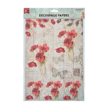 Little Birdie Decoupage Paper A4 4/Pkg - Poppy Grace