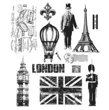 Tim Holtz Cling Stamps 7X8.5 - Paris To London CMS160