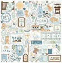 Carta Bella Cardstock Stickers 12X12 - Little Lullabies Baby Boy