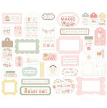 Carta Bella Cardstock Die-Cuts 33/Pkg - Little Lullabies Baby Girl Frames &amp; Tags