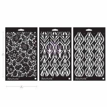 Prima Finnabair Art Alchemy Stencil Set 3/Pkg - Victorian Tiles