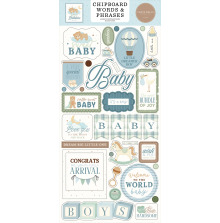 Carta Bella Chipboard Stickers 6X13 - Little Lullabies Baby Boy Word &amp; Phrases