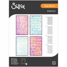 Sizzix A5 Stencil by Vicki Boutin 4/Pkg - Words and Numbers 667161